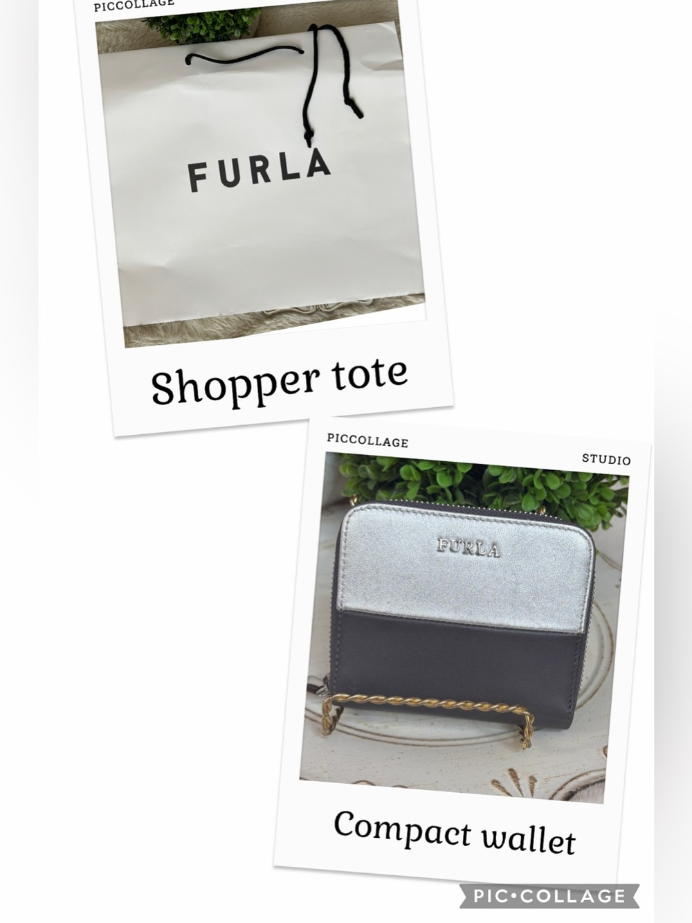 Furla Silver and Gray color block zippy Wallet with shopper tote - Picture 3 of 16